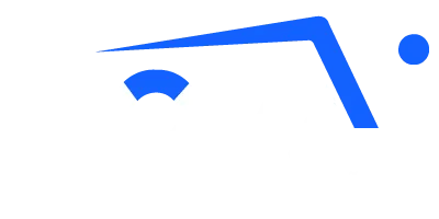 Logo para NOVAI en letras blancas sobre fondo gris. La "V" se estiliza con un arco azul y la "A" con una línea angular azul y un punto. Debajo, el lema: "OPTIMIZA HOY, LIDERA MAÑANA", destacando como agencia IA innovadora.